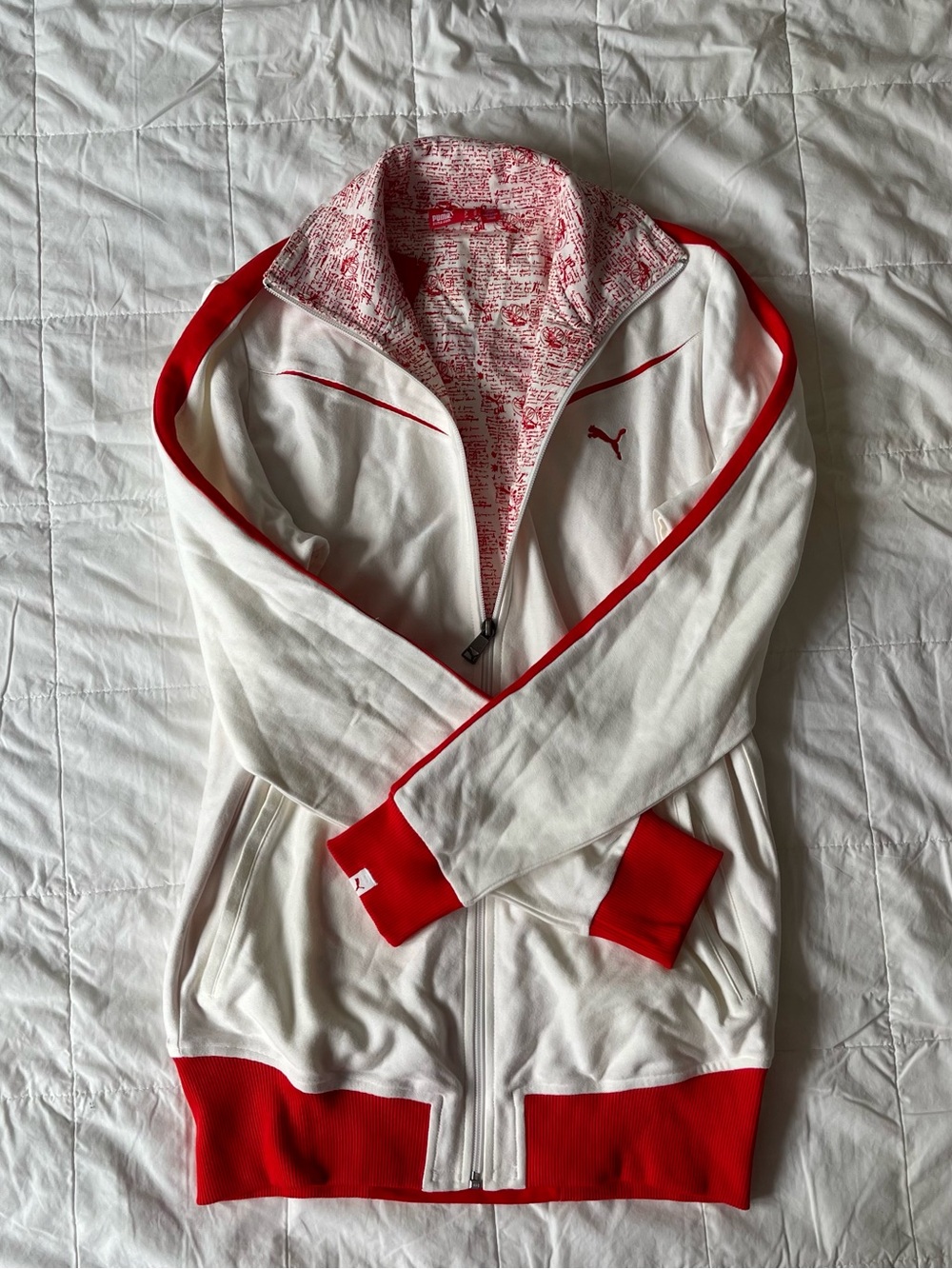 Puma White and Red Women's Zip Track Jacket